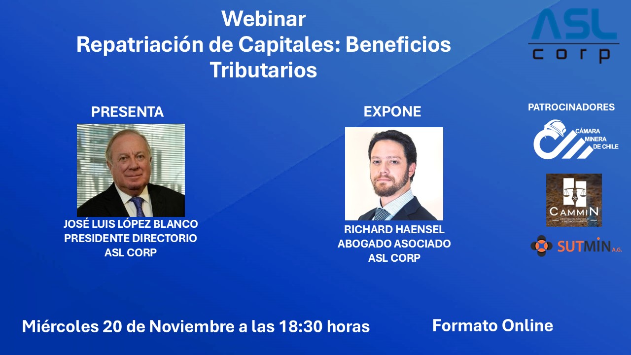 ASL CORP invita a Webinar: Repatriación de capitales: Beneficios Tributarios.